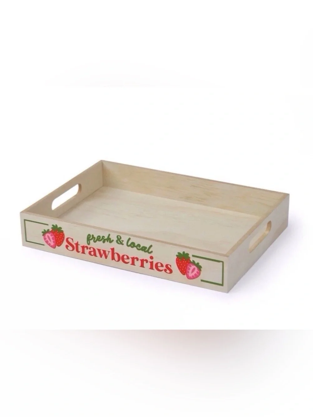 Target Bullseye Fresh & Local Strawberries Wooden Decorative Tray Kitchen Decor